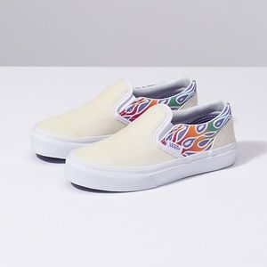 Vans Kids Girls Slip On Sparkle Flame Rainbow